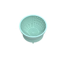 Cyan silicone pet licking mat slow feeding bowl with suction cup base, textured surface patterns