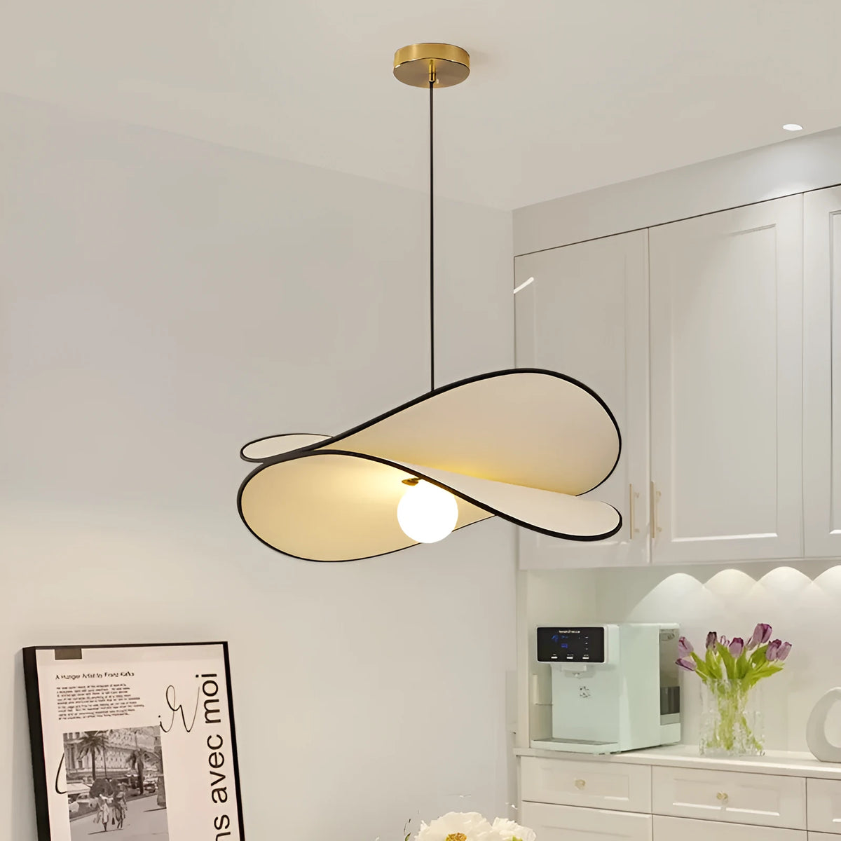 French style fabric chandelier pendant light with potato chip design in bedroom setting