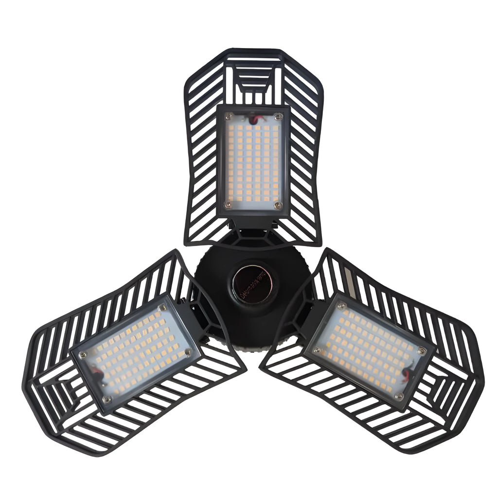 Waterproof industrial foldable garage LED flood light with aluminium housing in workshop setting