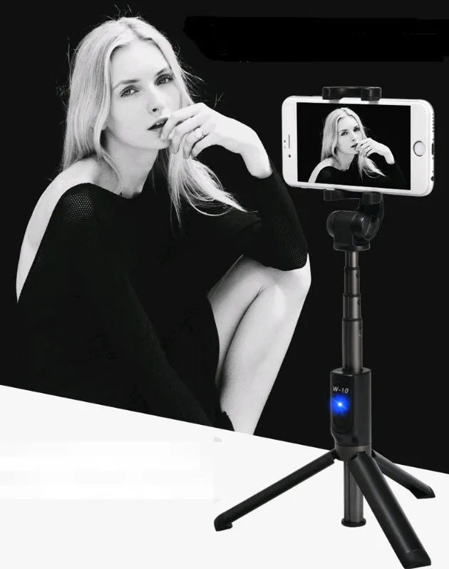 Aluminium alloy Bluetooth selfie stick with tripod legs and remote control for mobile phones