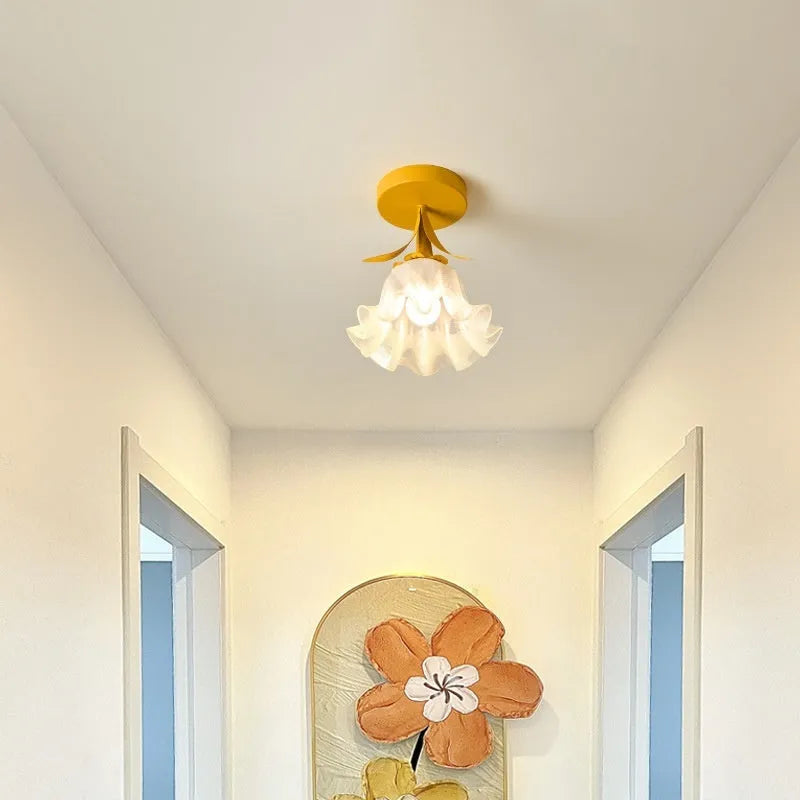 Cream coloured Linglan Flower design corridor aisle light with remote control for dimming functions
