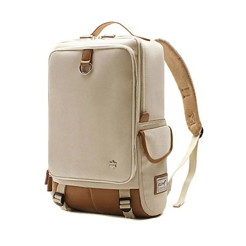 Modern men's Oxford cloth backpack in army green colour, showing large main compartment.
