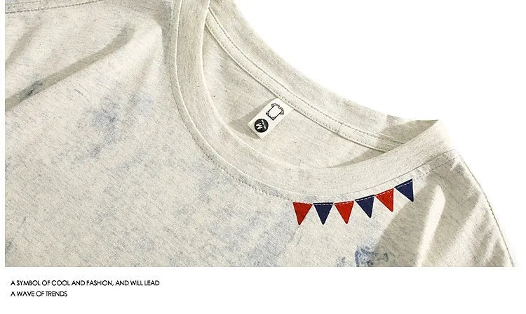 Grey tie dye printed loose fit t-shirt with half sleeves and round neck collar