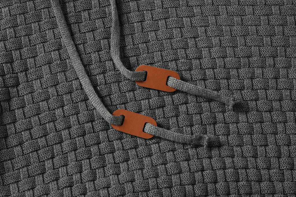 Men's hoodie sweater in a cotton-polyester blend, shown in one of nine available colours.
