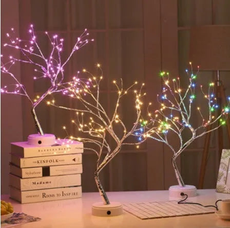 LED Christmas tree light with touch base and USB/battery power in warm white, white, or pink colours