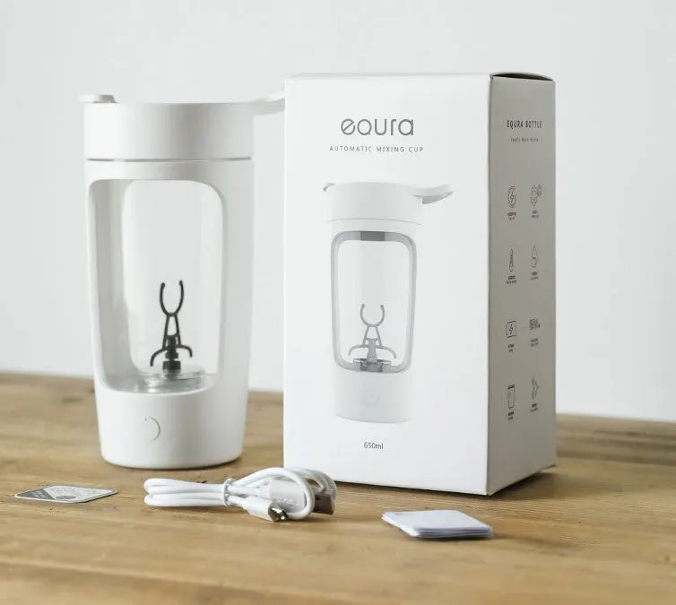 Portable automatic mixing cup blender in black, blue, pink or white with 650ml capacity