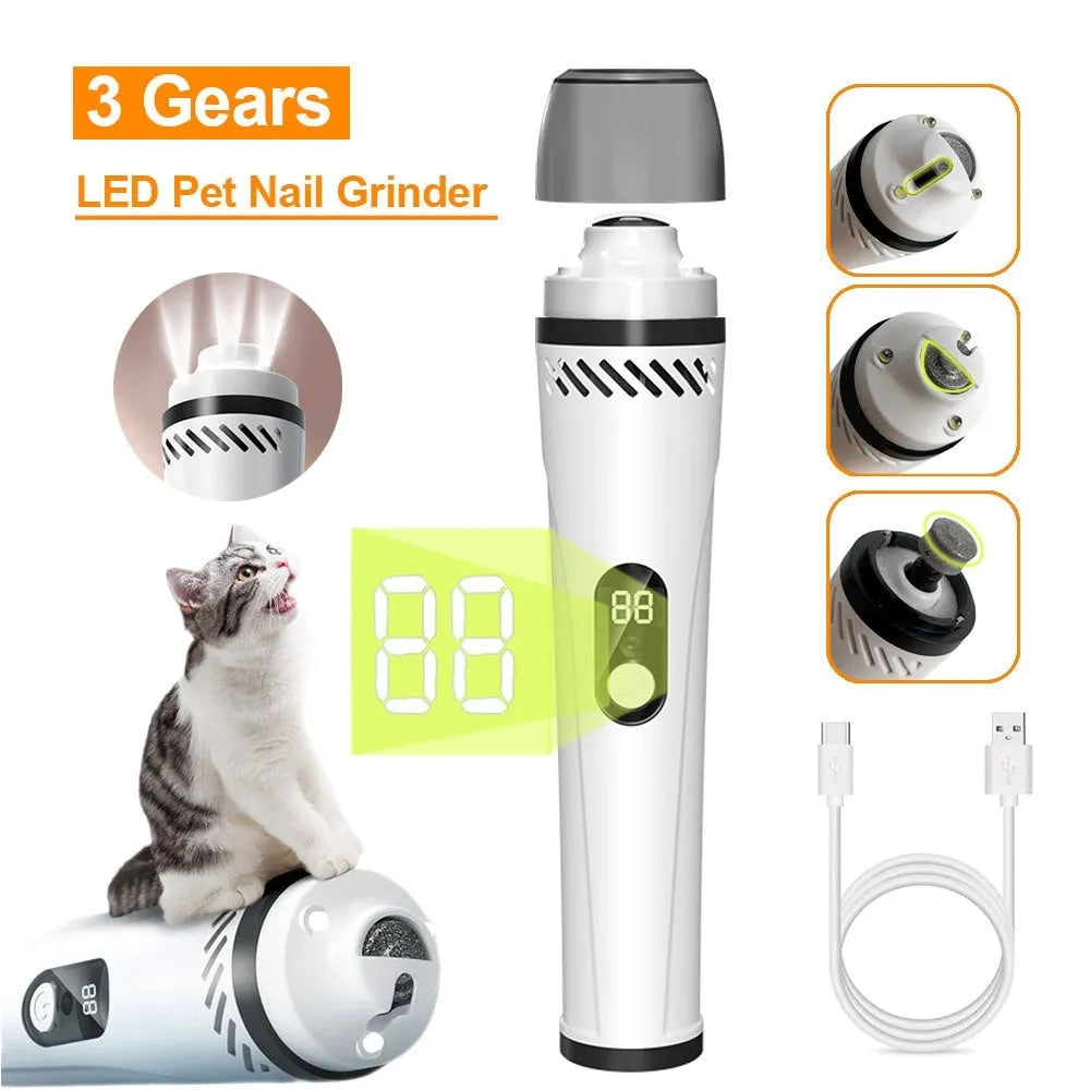 Electric dog nail trimmer with LED display and 3-speed settings