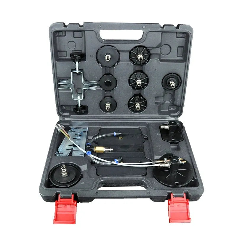 Pneumatic brake fluid replacement machine with pressure gauge, regulator, and 5-litre tank