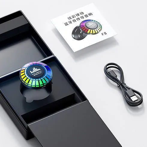 Voice control Bluetooth ambience lamp showing polar light effects with compact 3.1cm design