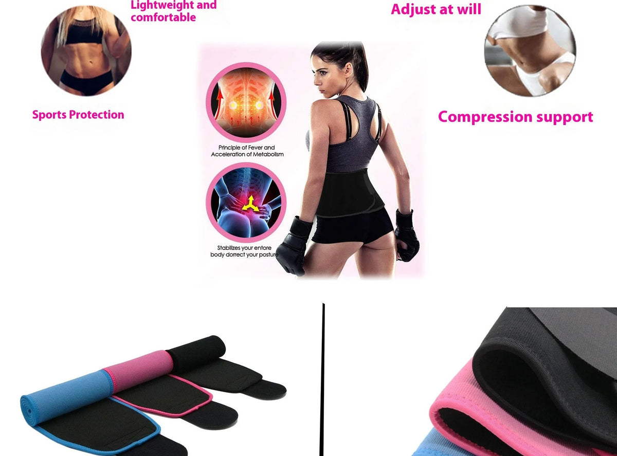 Neoprene lumbar support belt for adult fitness and sports activities in black colour