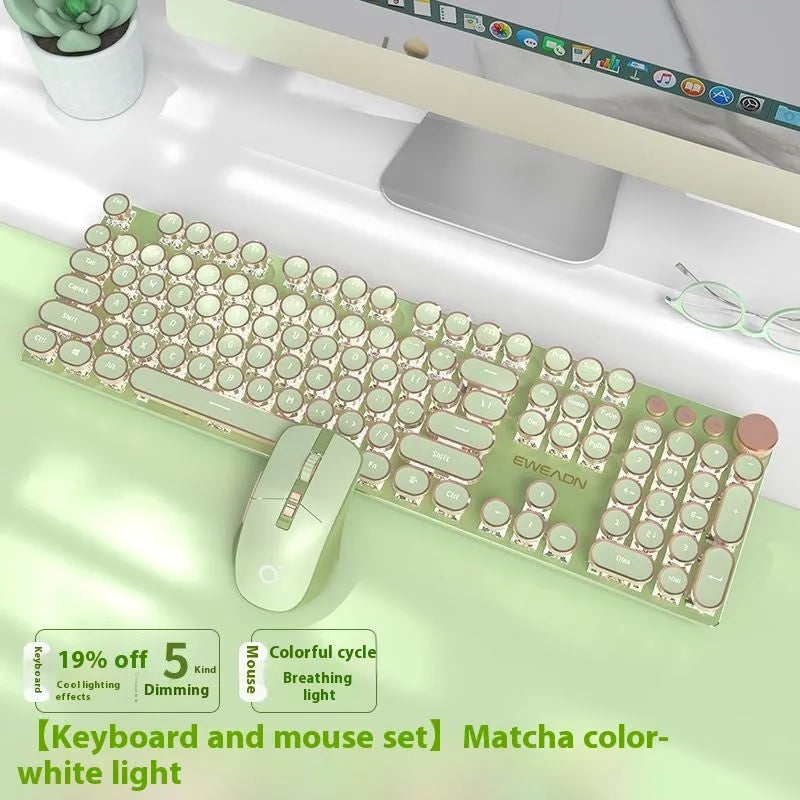 Matcha colour 87-key mechanical gaming keyboard with white backlight and multifunctional knob on aluminium alloy body