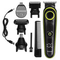 Black KM-696 rechargeable electric hair clipper with USB charging cable and cleaning brush
