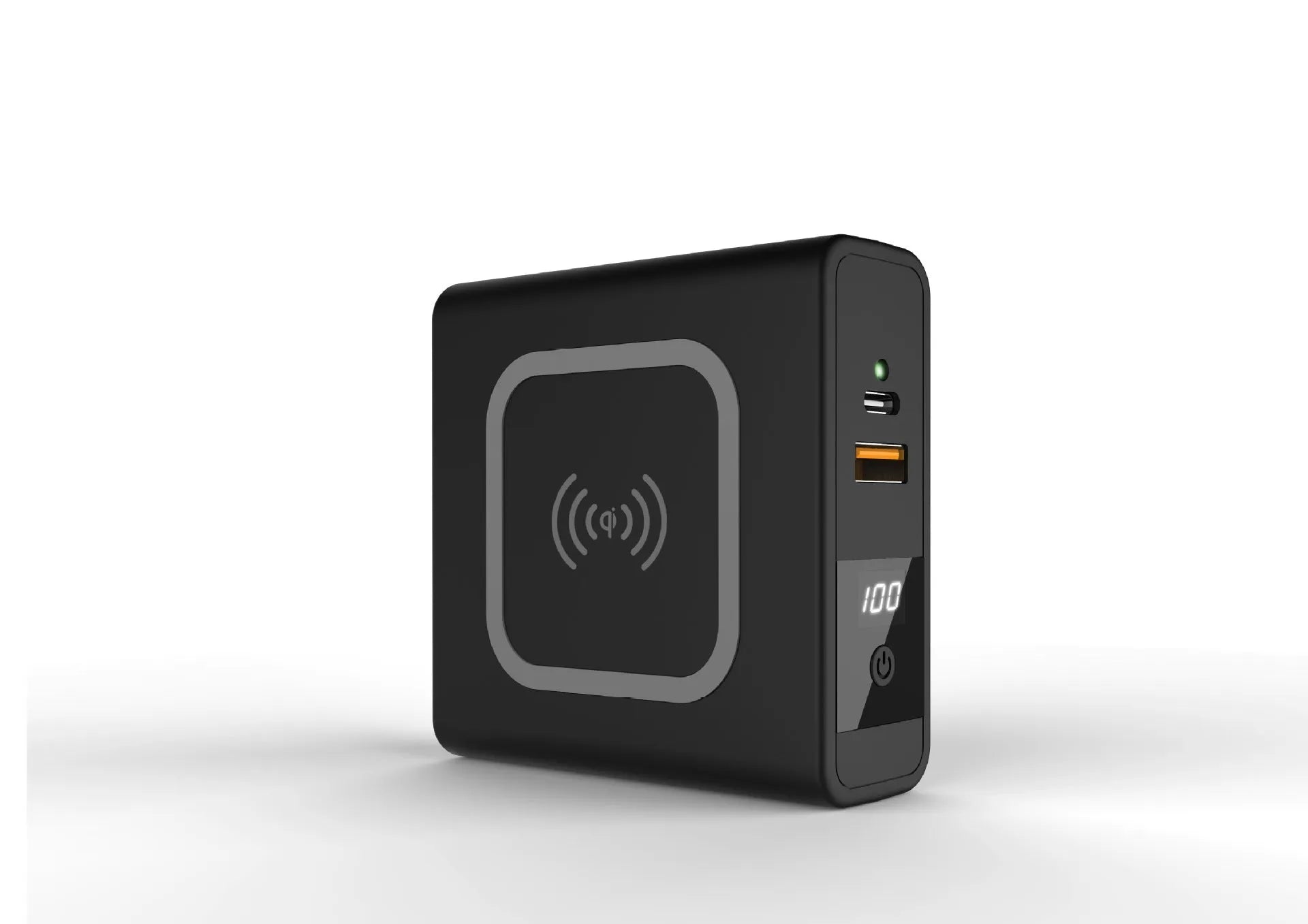 Super QI PD20W wireless power bank with travel adapters in black or white colour