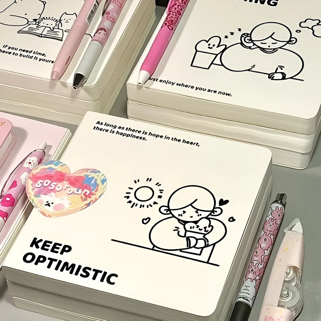 Square girl heart diary with checkered pages, stickers, and multiple colour cover options