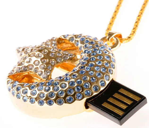 Creative U Disk USB flash drive with metal casing in jewellery design style.