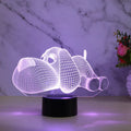 3D illusion dog desktop lamp showing seven colour options with touch button control