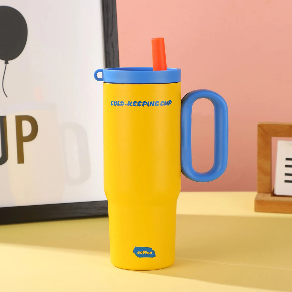 7 litre portable insulated straw cup for ice bath therapy with carry handle in multiple colour options