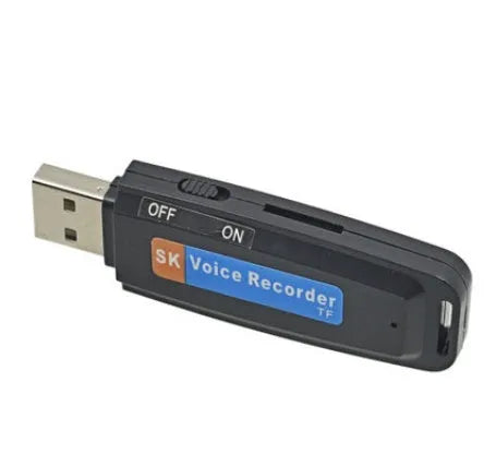 SK-001 creative black and white USB flash drive with voice card functionality showing dimensions