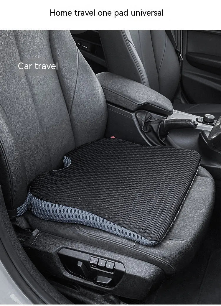 Memory foam car cushion with fixed strap on office chair in milky white colour