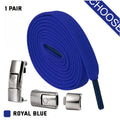 Press lock elastic no-tie shoelaces with widened 8mm flat profile in assorted colours