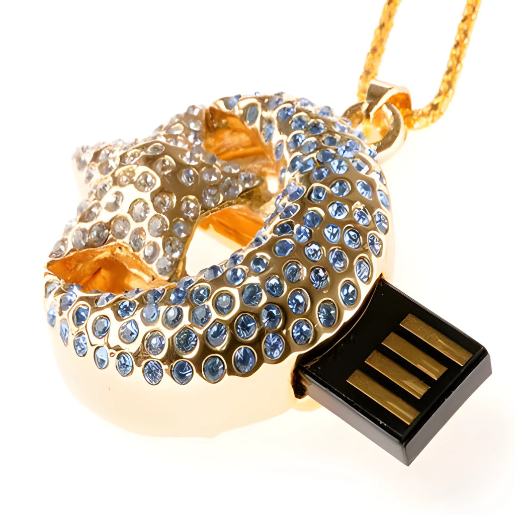 Creative U Disk USB flash drive with metal casing in jewellery design style.