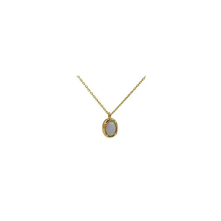 S925 sterling silver geometric pendant with jelly opal, shown in gold and white gold plating options.