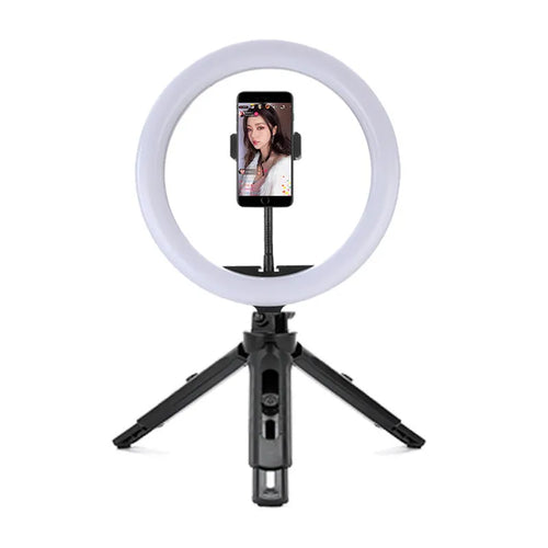 10-inch smartphone ring light with adjustable metal bracket for selfies and video recording