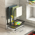 Foldable plastic kitchen storage rack with Chinese style design for wall or countertop placement