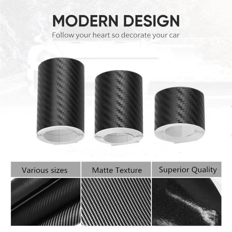Matte carbon fibre roll door sill protector with 3D pattern and waterproof PET material