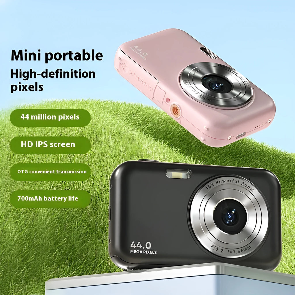 Home HD digital children's camera DC406L in black, green, pink, or purple colours with 2.4-inch screen.
