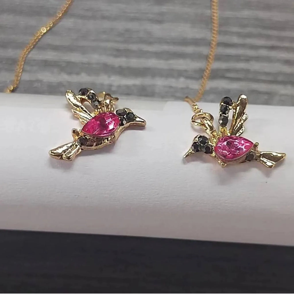 Long style bird hanging earrings with mixed zirconium wings in electroplated alloy construction