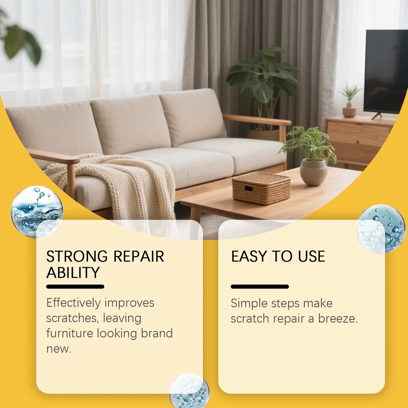 Wooden furniture scratch care agent bottle with microfibre towel for surface maintenance