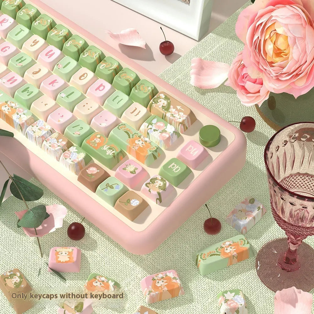 Mu Xia Garden custom dye sublimation keycap set for mechanical keyboards in summer garden colours.