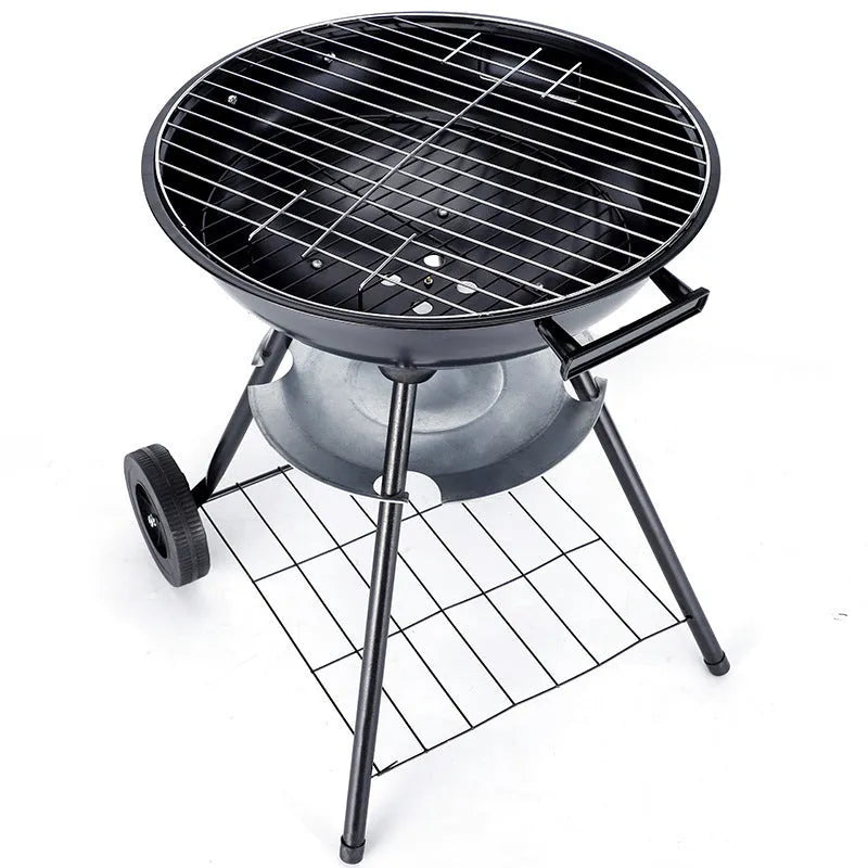 Portable 14-inch iron charcoal barbecue grill with apple stove design