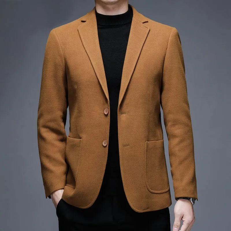 Men's solid colour loose fit casual winter jacket on a hanger, shown in grey.