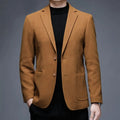 Men's solid colour loose fit casual winter jacket on a hanger, shown in grey.