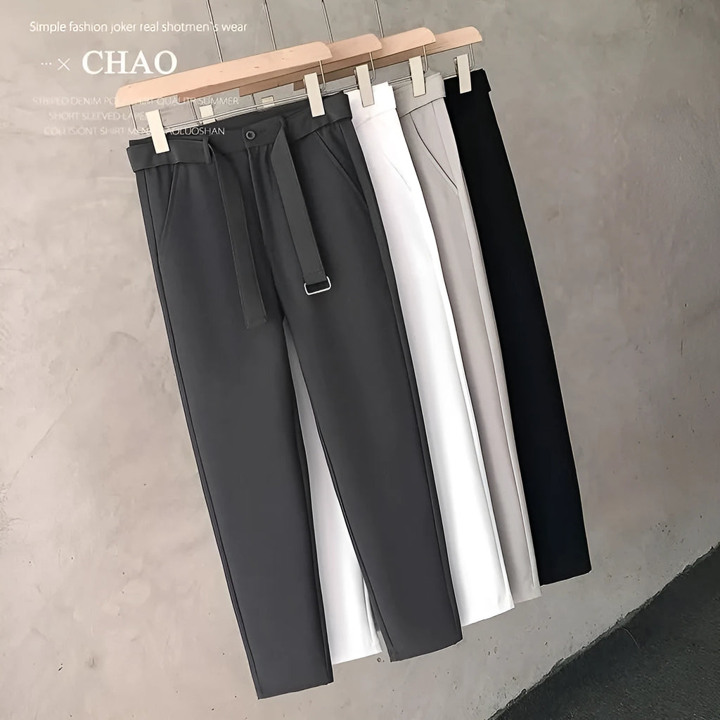 Boys slim straight trousers in wool blend fabric with tapered leg business casual design