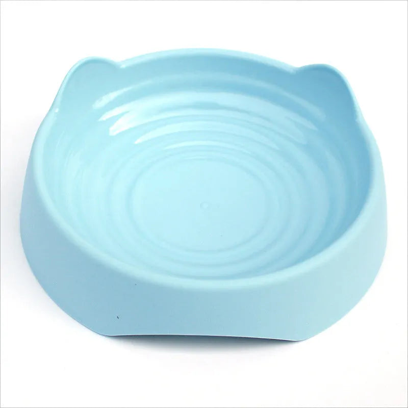 Blue ceramic dog slow feeder bowl with maze pattern for slowing eating pace