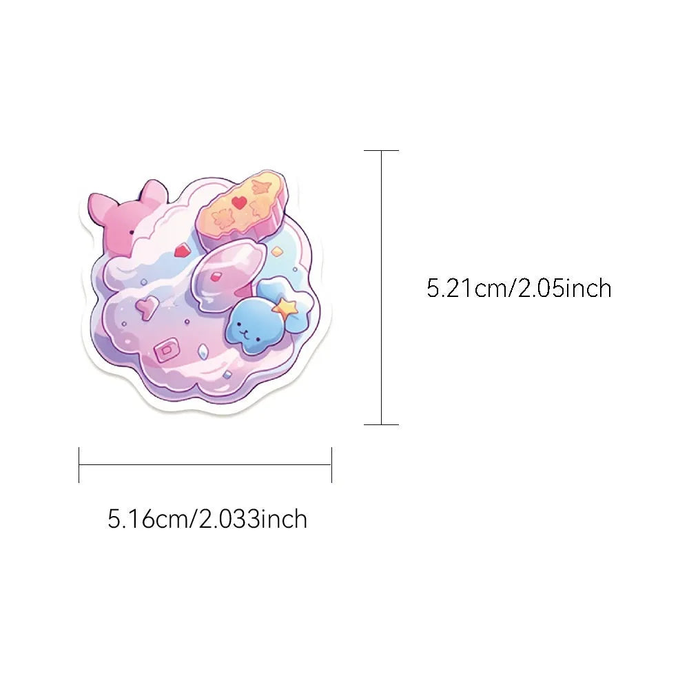 Candy-themed waterproof decorative stickers in fresh colours, sized 4-7cm for paper projects