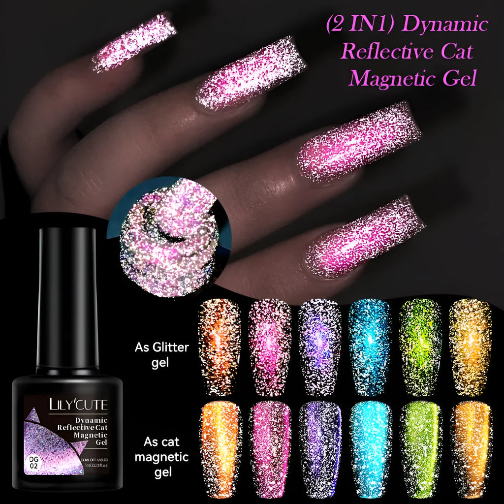 Cat eye series nail polish gel with diamond glitter in six colour options