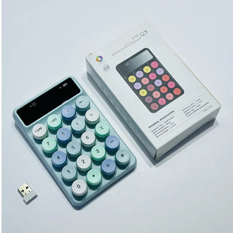 Q3 wireless digital keyboard in macaron colours with compact ABS design