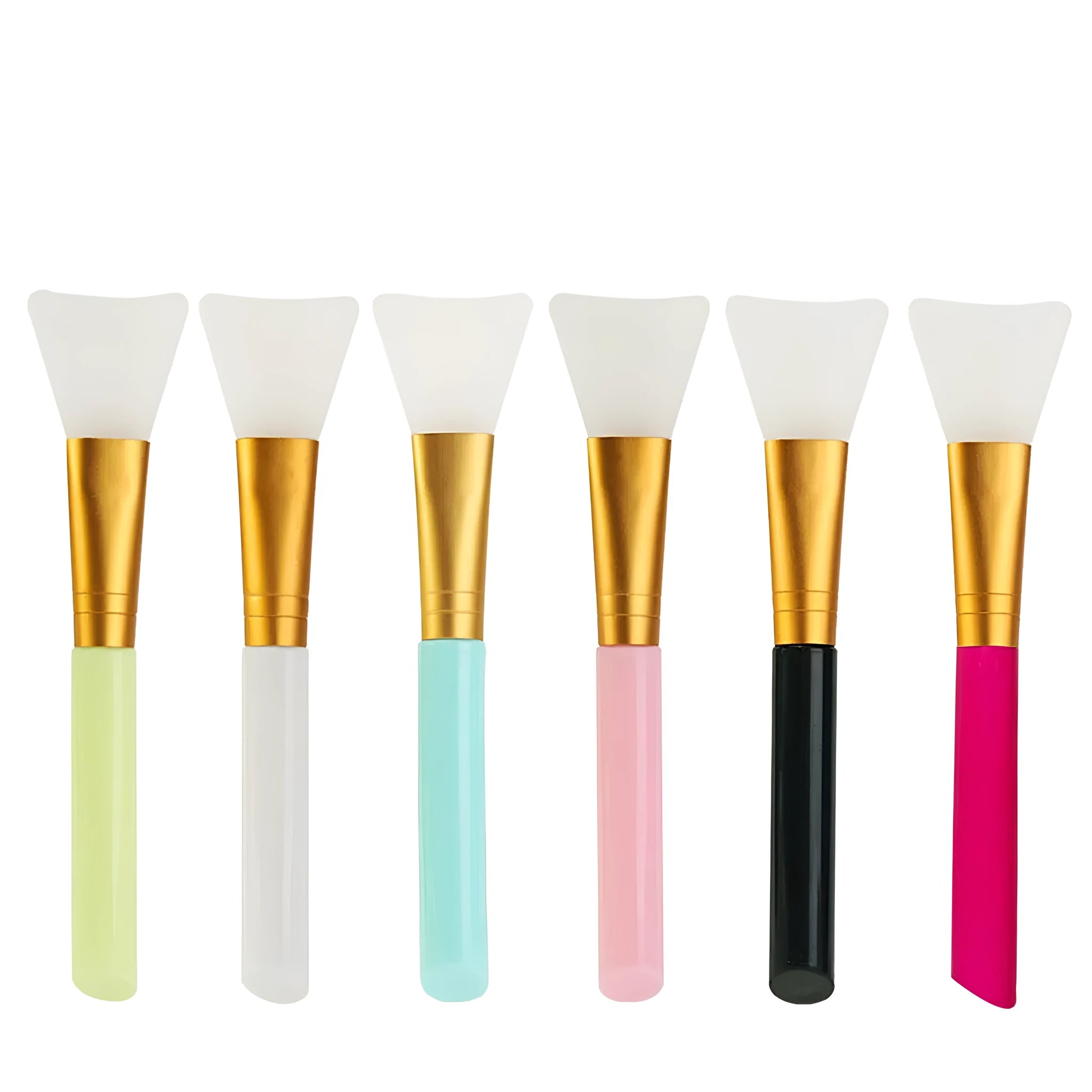 Soft silicone face mask spatula applicator in a choice of six colours on a clean background.