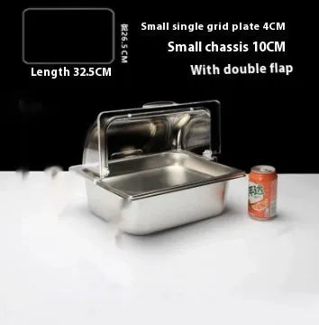 Stainless steel commercial dining plate display box with multiple compartment styles