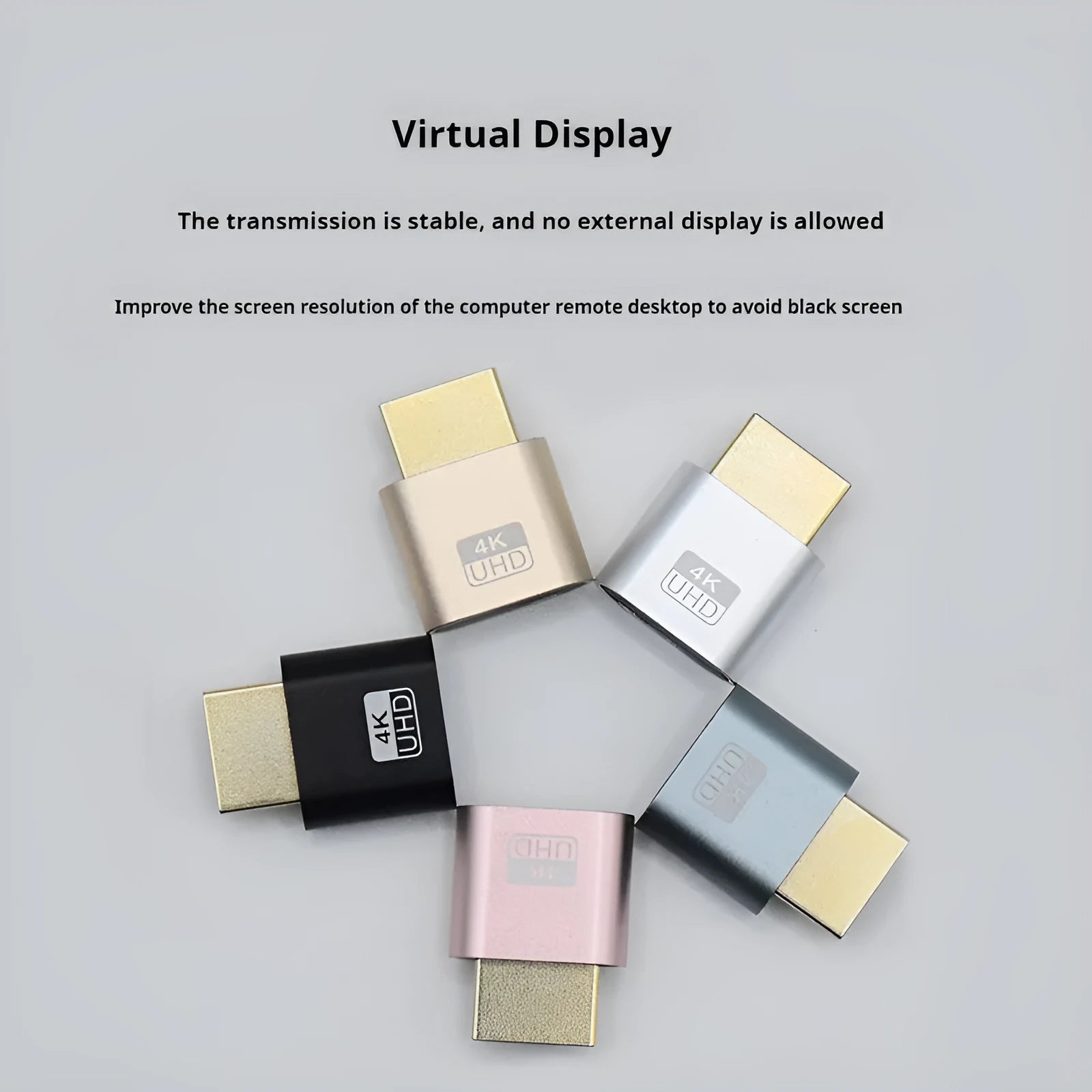 HDMI graphics card virtual display adapter with 26.5mm interface in multiple finish options
