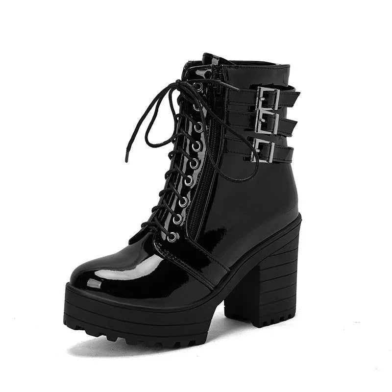 Women's casual winter boots with waterproof platform and thick rubber heel in six colour options