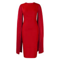 Long sleeve evening gown with pleated shawl collar and high waist in yellow, orange, red or green