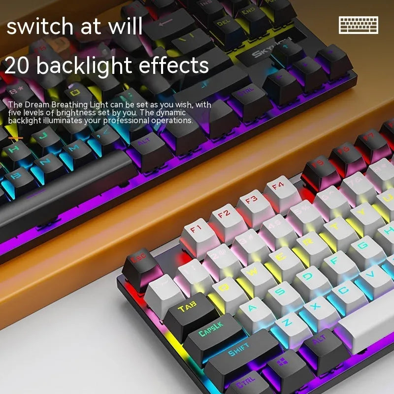 K87 mechanical gaming keyboard with green or red switches in multiple colour options
