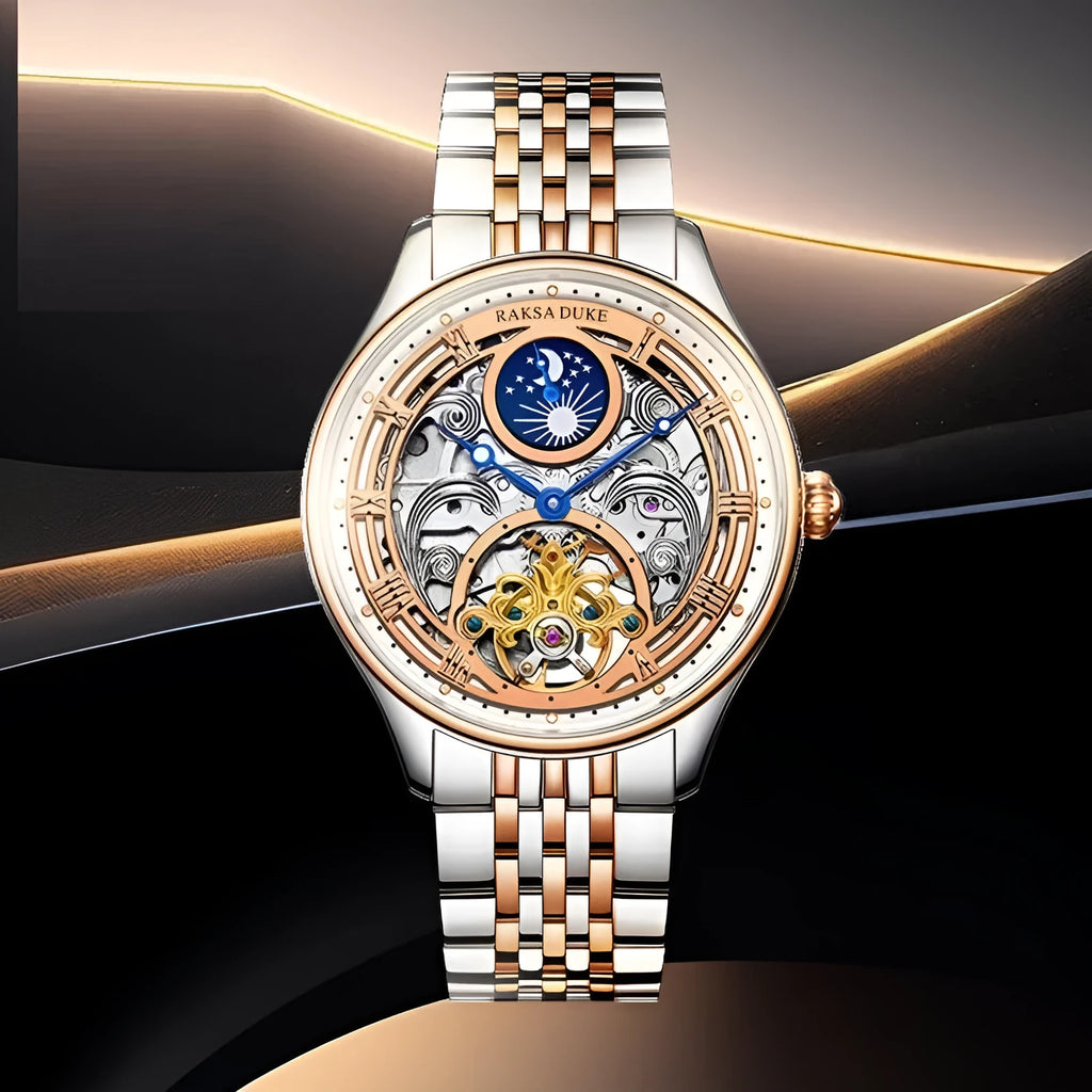 Men's business waterproof wrist watch with stainless steel strap and 16mm thickness case
