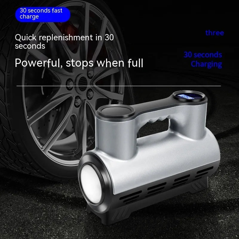 12V portable car tyre inflator pump with digital display on black ABS housing
