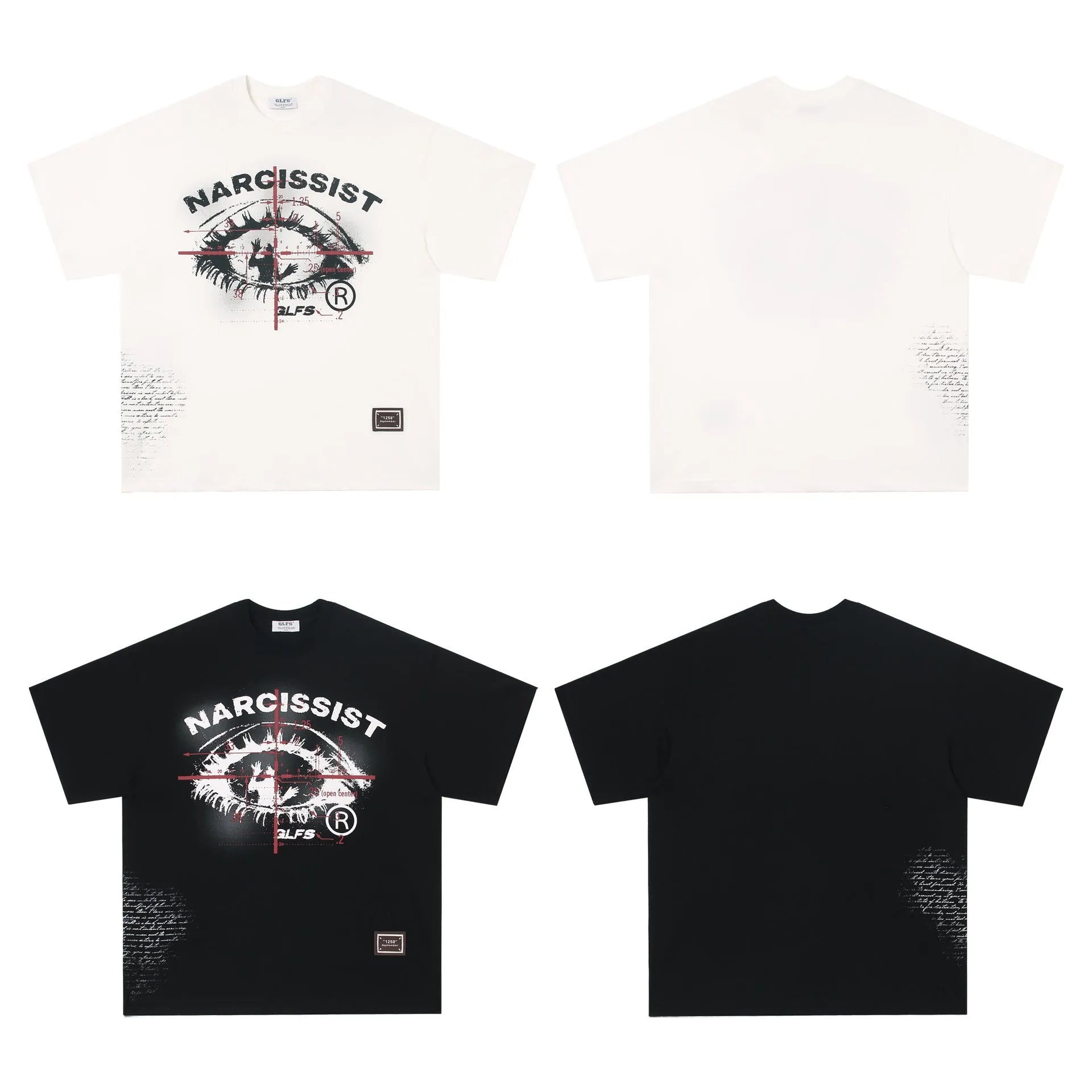 American retro hip hop gothic cotton t-shirt with letter pattern in black and white colour options